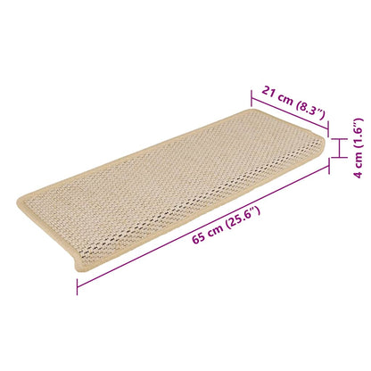 Trapmatten zelfklevend 15 st sisal-look 65x21x4 cm crèmekleurig