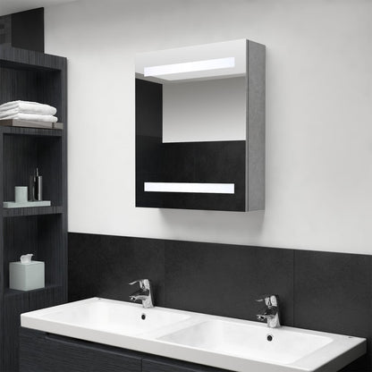 Badkamerkast Met Spiegel En Led 50X4X60 Cm Betongrijs