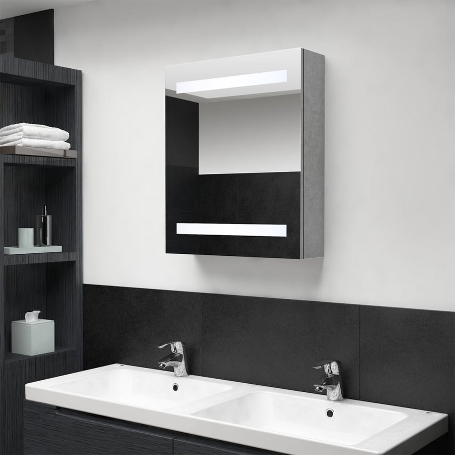 Badkamerkast Met Spiegel En Led 50X4X60 Cm Betongrijs