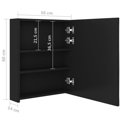 Badkamerkast Met Spiegel En Led 50X4X60 Cm Zwart