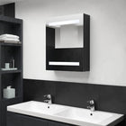 Bathroom cabinet with mirror and LED 50x14x60 cm black
