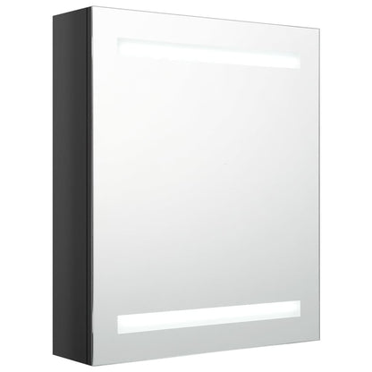 Badkamerkast Met Spiegel En Led 50X4X60 Cm Glanzend zwart