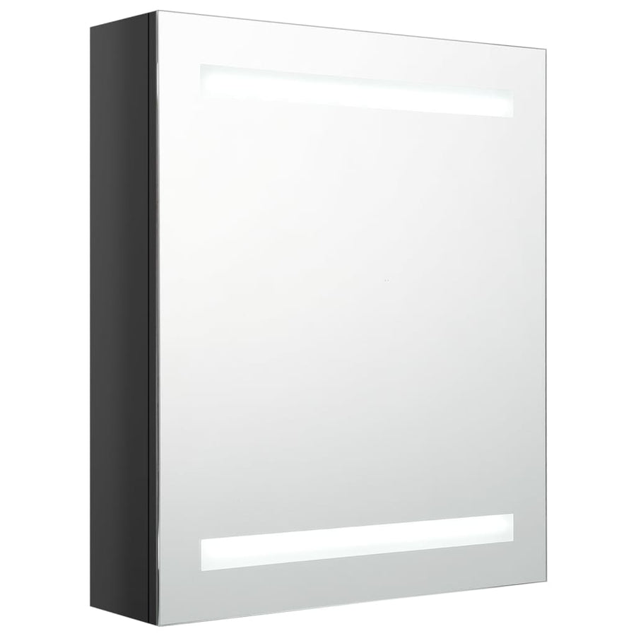 Badkamerkast Met Spiegel En Led 50X4X60 Cm Glanzend zwart