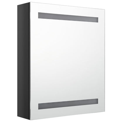 Badkamerkast Met Spiegel En Led 50X4X60 Cm Glanzend zwart