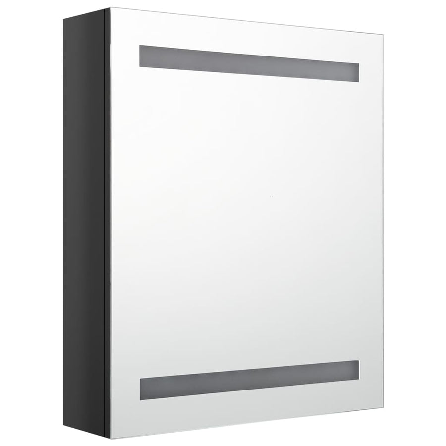 Badkamerkast Met Spiegel En Led 50X4X60 Cm Glanzend zwart