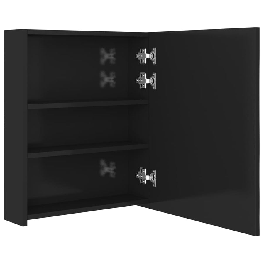 Badkamerkast Met Spiegel En Led 50X4X60 Cm Glanzend zwart