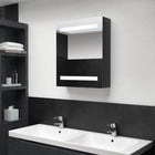 Bathroom cabinet with mirror and LED 50x14x60 cm glossy black