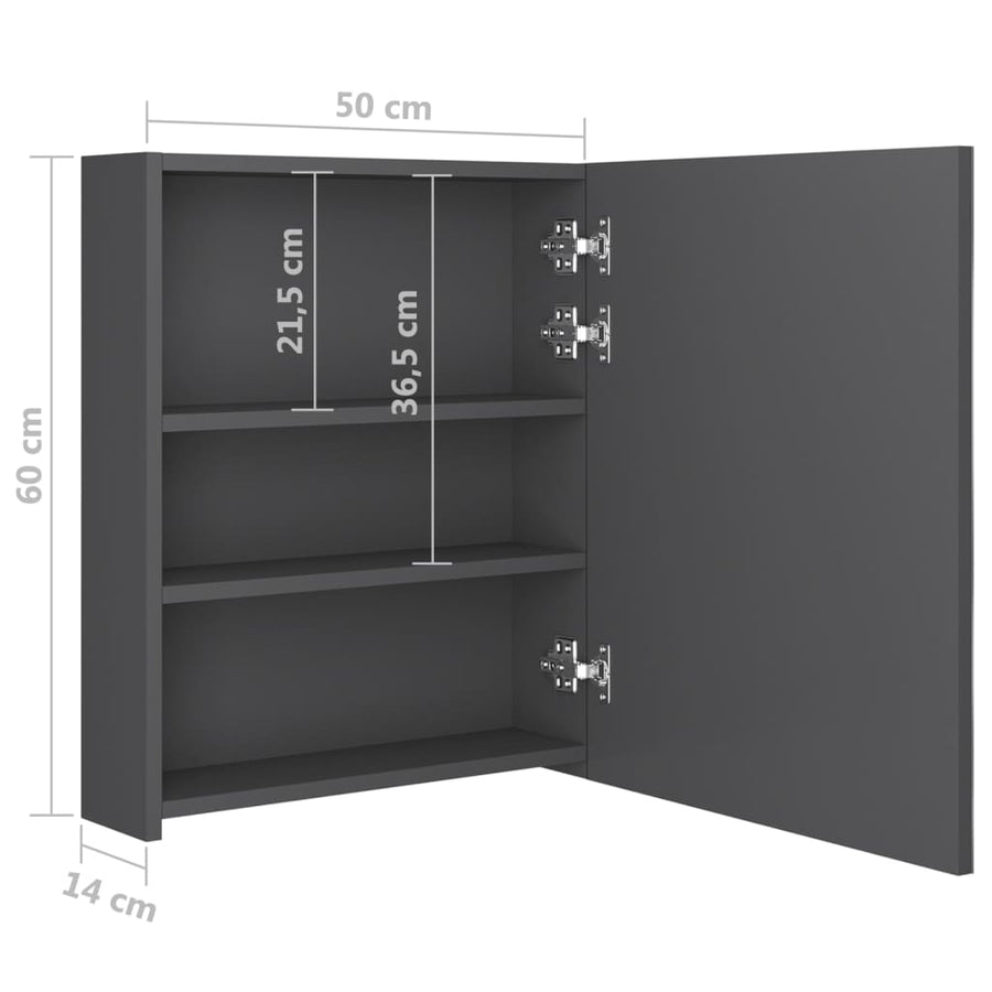 Badkamerkast Met Spiegel En Led 50X4X60 Cm Grijs