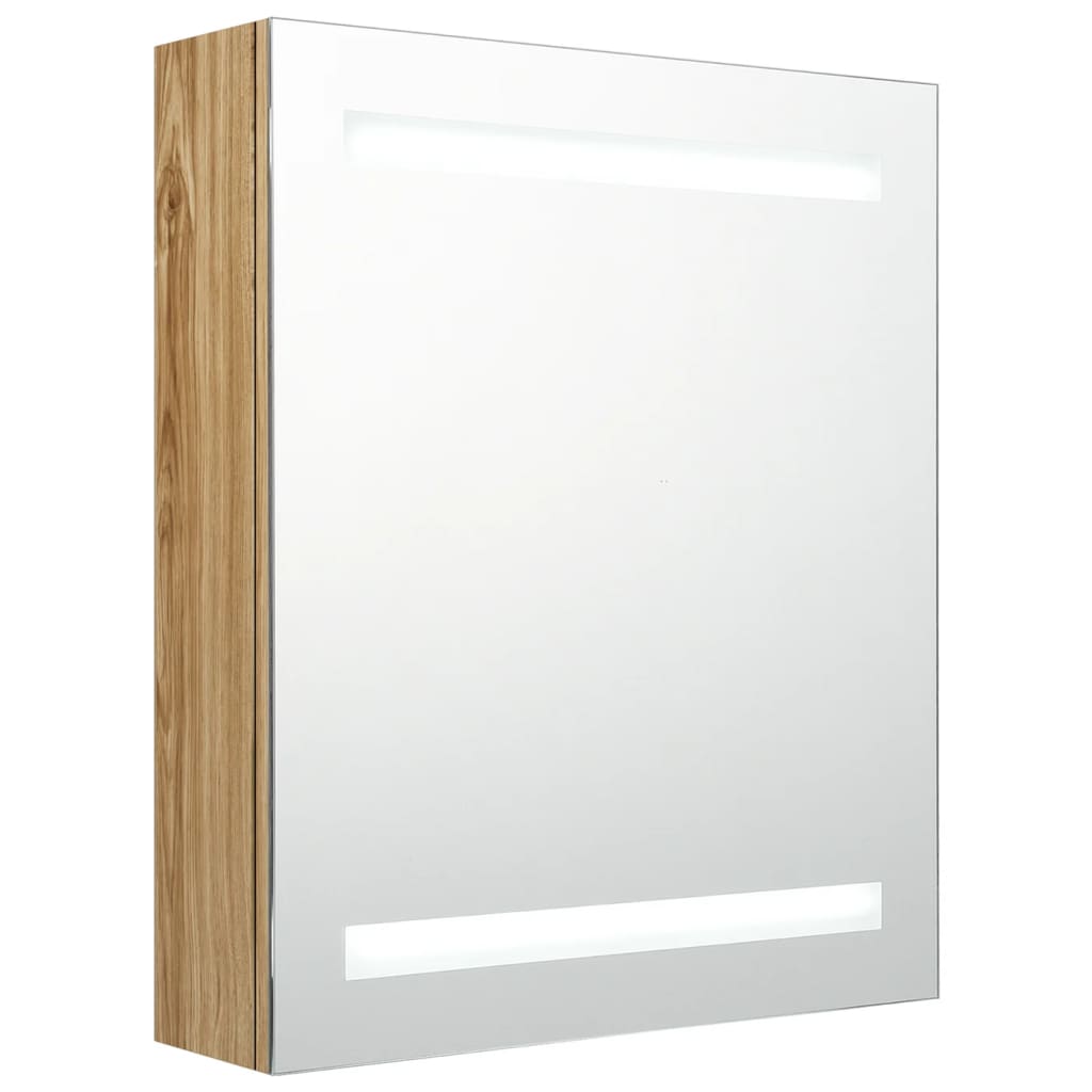 Badkamerkast Met Spiegel En Led 50X14X60 Cm Kleurig Eiken