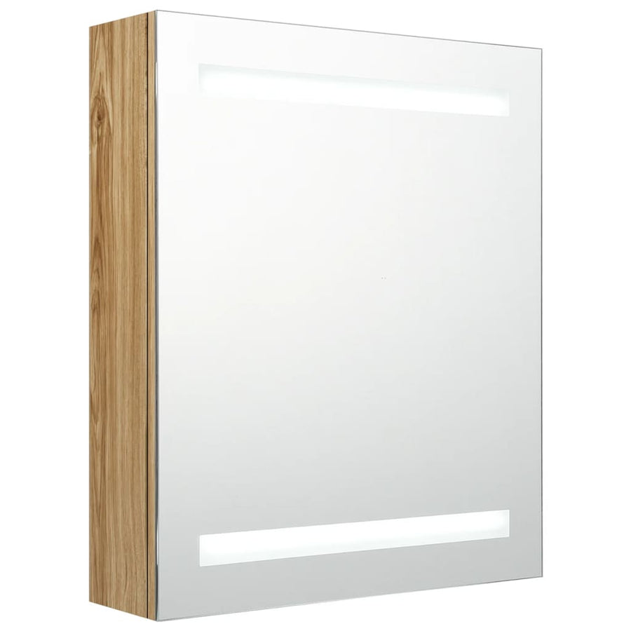 Badkamerkast Met Spiegel En Led 50X14X60 Cm Kleurig Eiken