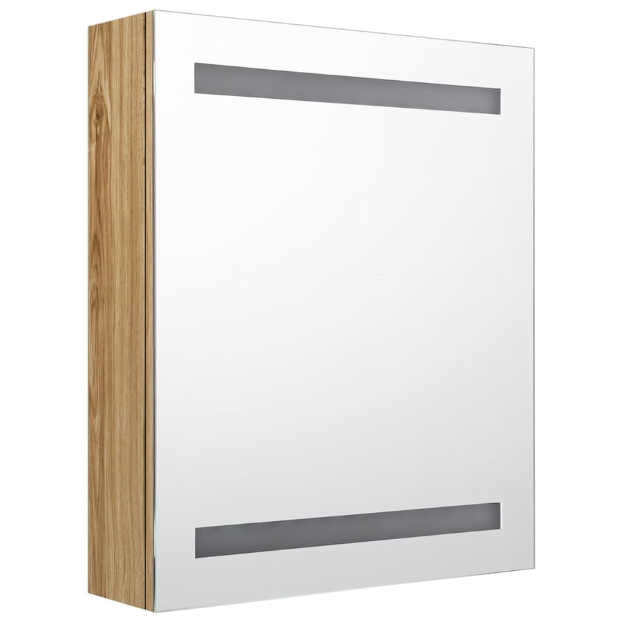 Badkamerkast Met Spiegel En Led 50X14X60 Cm Kleurig Eiken