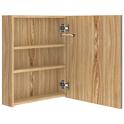 Badkamerkast Met Spiegel En Led 50X14X60 Cm Kleurig Eiken