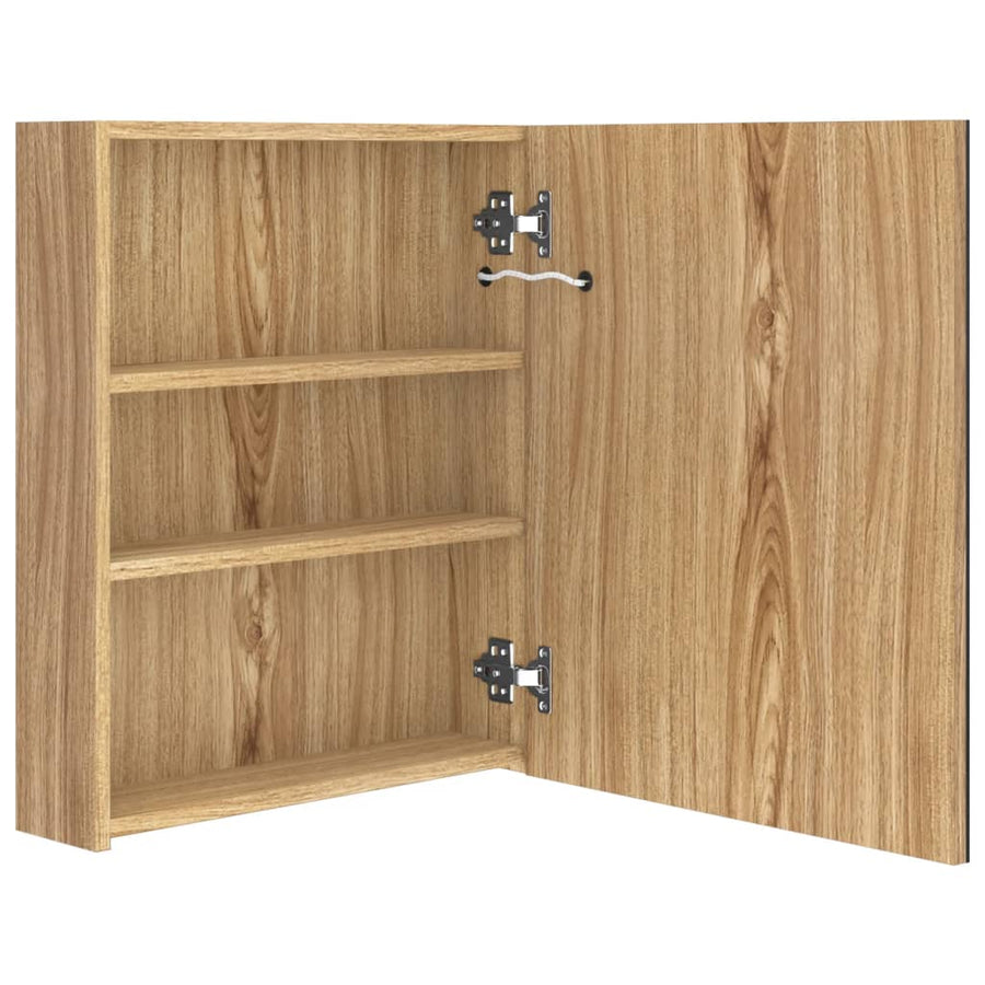 Badkamerkast Met Spiegel En Led 50X14X60 Cm Kleurig Eiken