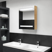 Badkamerkast met spiegel en LED 50x14x60 cm eiken