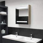 Bathroom cabinet with mirror and LED 50x14x60 cm white oak-colored