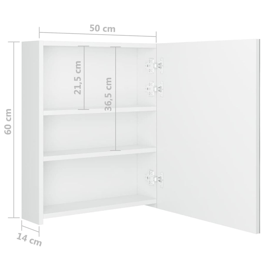 Badkamerkast Met Spiegel En Led 50X4X60 Cm Glanzend wit