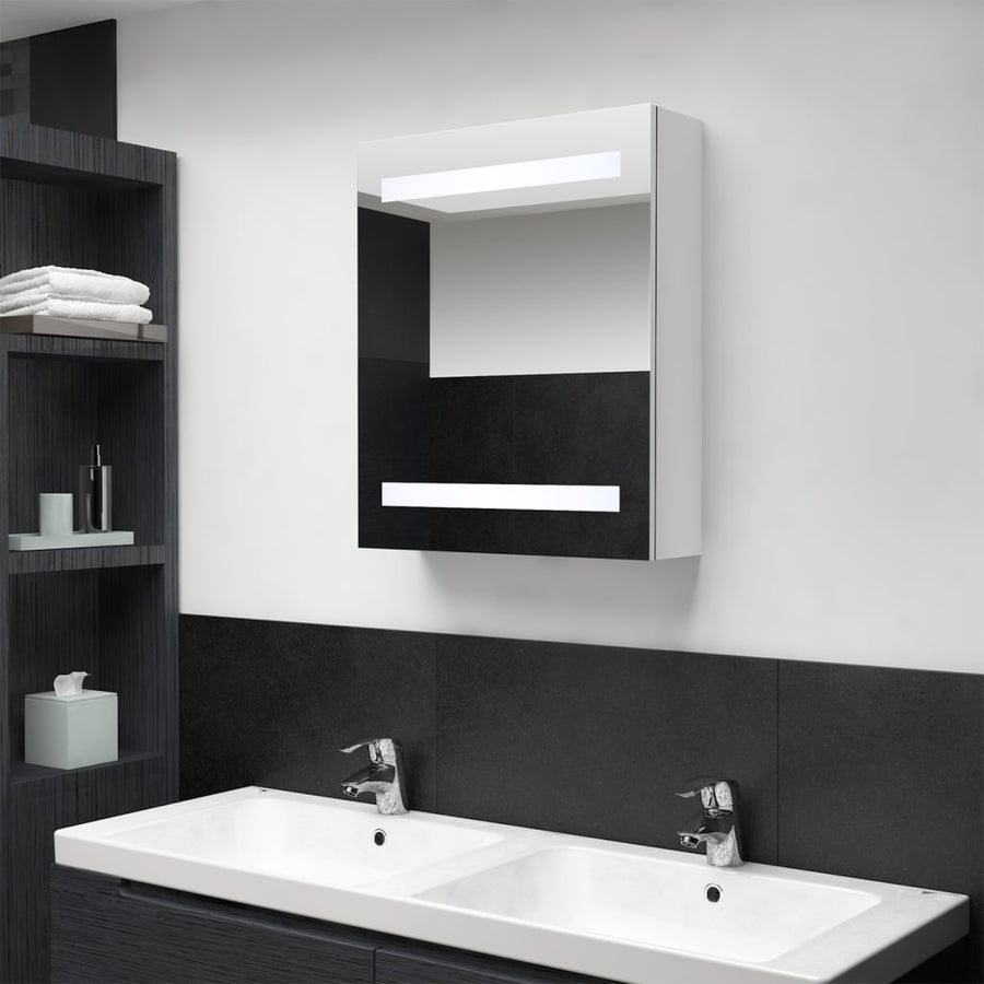 Badkamerkast Met Spiegel En Led 50X4X60 Cm Glanzend wit