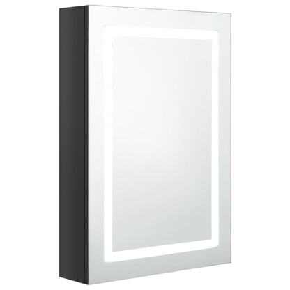 Badkamerkast Met Spiegel Led 50X3X70 Cm Glanzend zwart