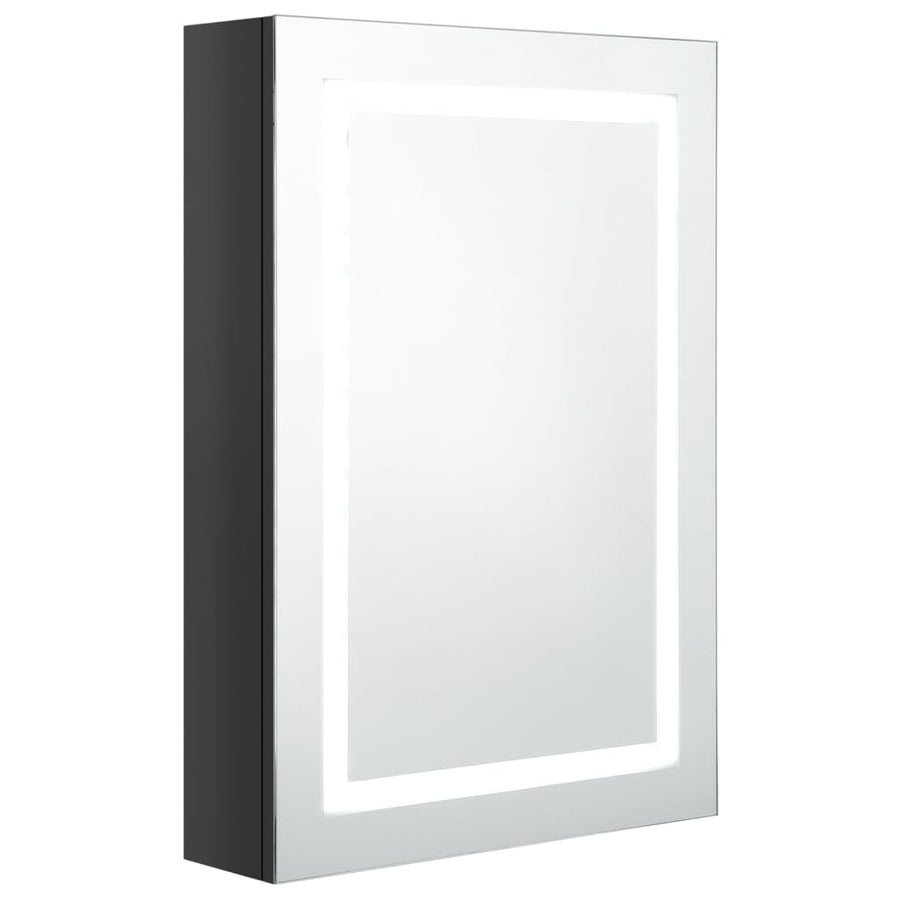 Badkamerkast Met Spiegel Led 50X3X70 Cm Glanzend zwart