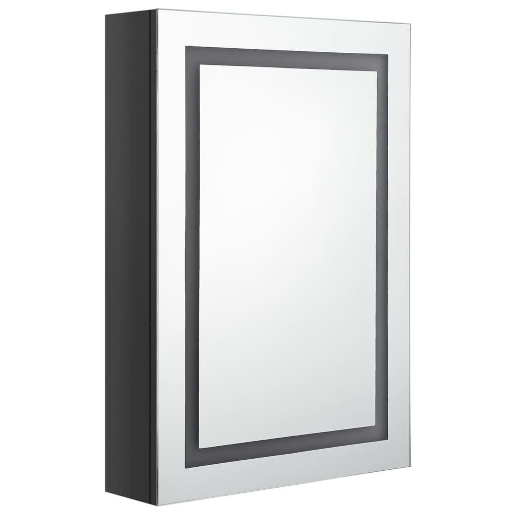 Badkamerkast Met Spiegel Led 50X3X70 Cm Glanzend zwart