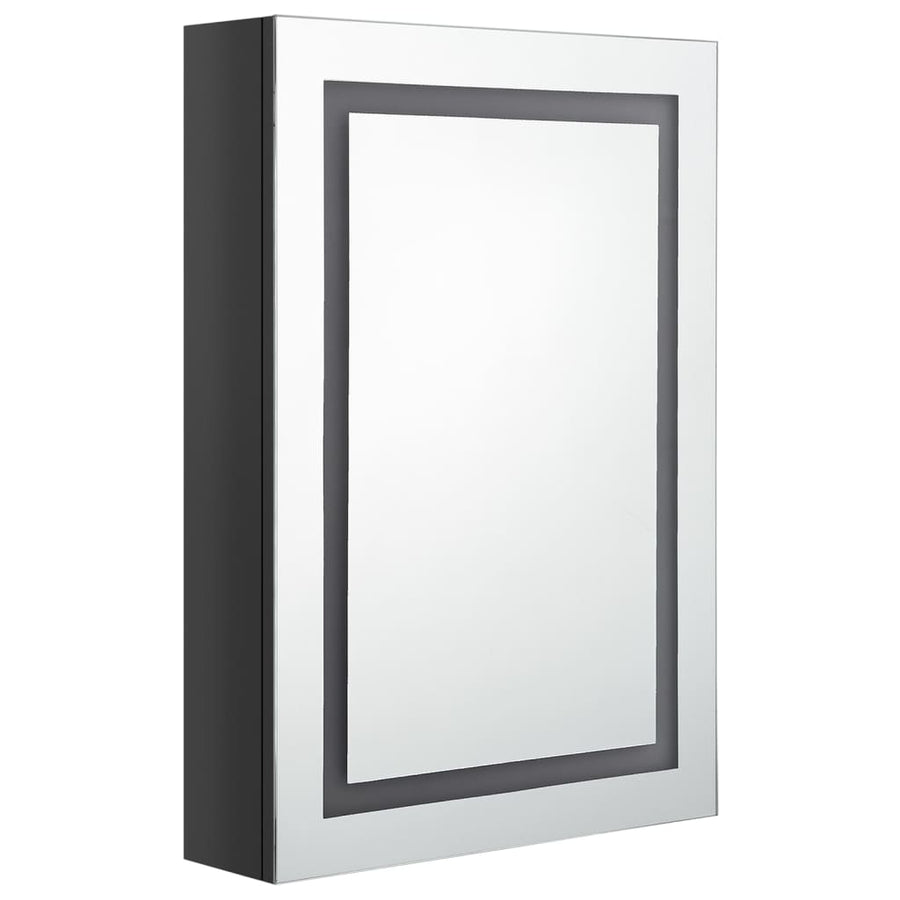 Badkamerkast Met Spiegel Led 50X3X70 Cm Glanzend zwart