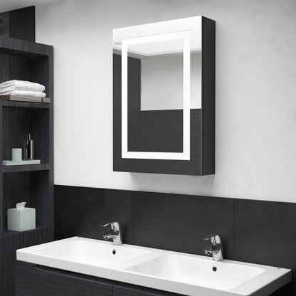 Badkamerkast Met Spiegel Led 50X3X70 Cm Glanzend zwart