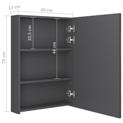 Badkamerkast Met Spiegel En Led 50X3X70 Cm Grijs