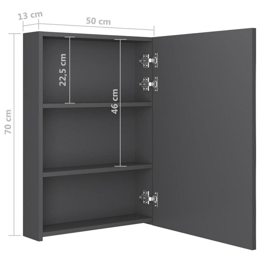 Badkamerkast Met Spiegel En Led 50X3X70 Cm Grijs