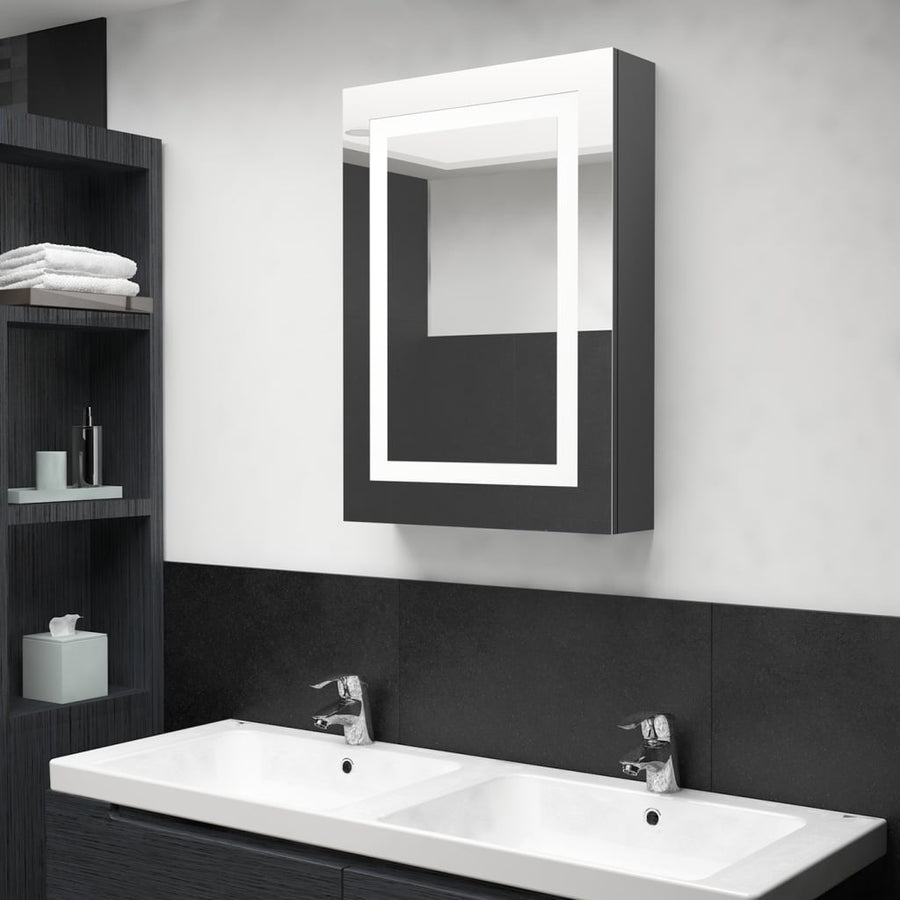 Badkamerkast Met Spiegel En Led 50X3X70 Cm Grijs
