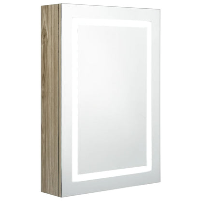 Badkamerkast Met Spiegel En Led 50X3X70 Cm Kleurig Eiken