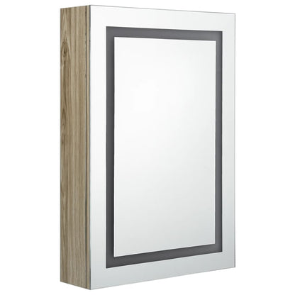Badkamerkast Met Spiegel En Led 50X3X70 Cm Kleurig Eiken