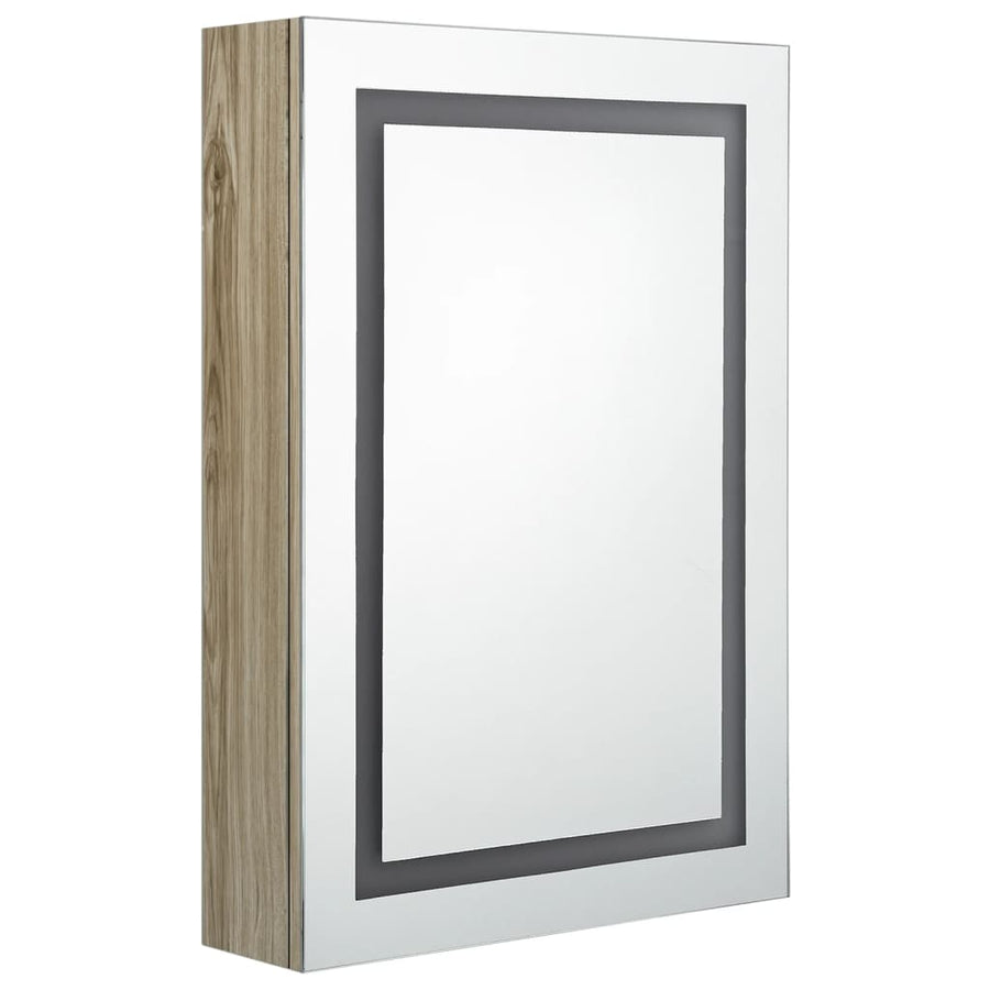 Badkamerkast Met Spiegel En Led 50X3X70 Cm Kleurig Eiken