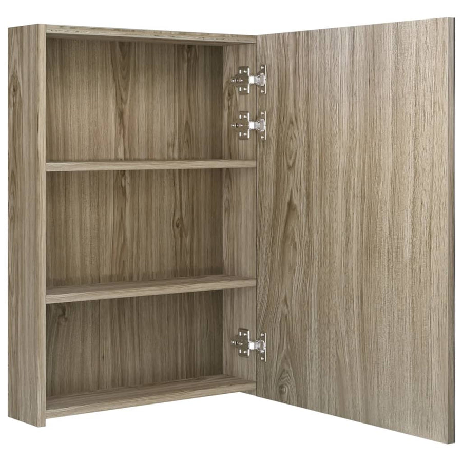 Badkamerkast Met Spiegel En Led 50X3X70 Cm Kleurig Eiken