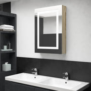 Badkamerkast met spiegel en LED 50x13x70 cm eiken