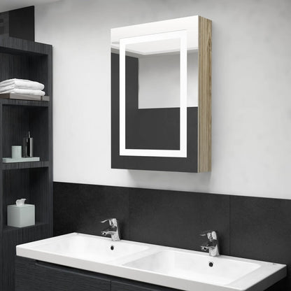 Badkamerkast Met Spiegel En Led 50X3X70 Cm Kleurig Eiken