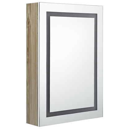 Badkamerkast Met Spiegel En Led 50X3X70 Cm Kleurig Wit en eiken