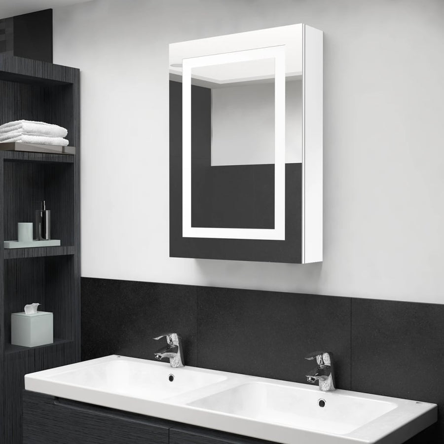 Badkamerkast Met Spiegel En Led 50X3X70 Cm Glanzend wit