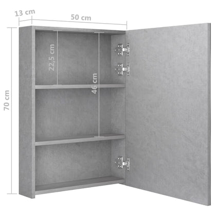Badkamerkast Met Spiegel En Led 50 x 13 x 70 cm Betongrijs