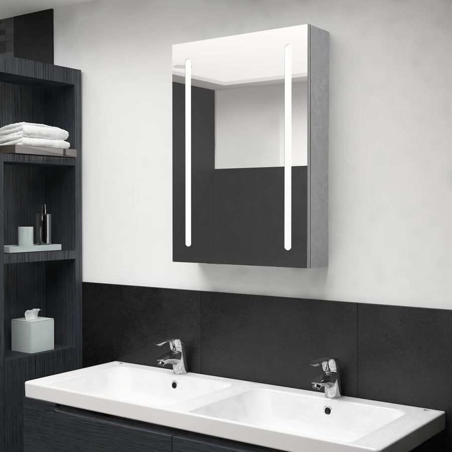 Badkamerkast Met Spiegel En Led 50 x 13 x 70 cm Betongrijs