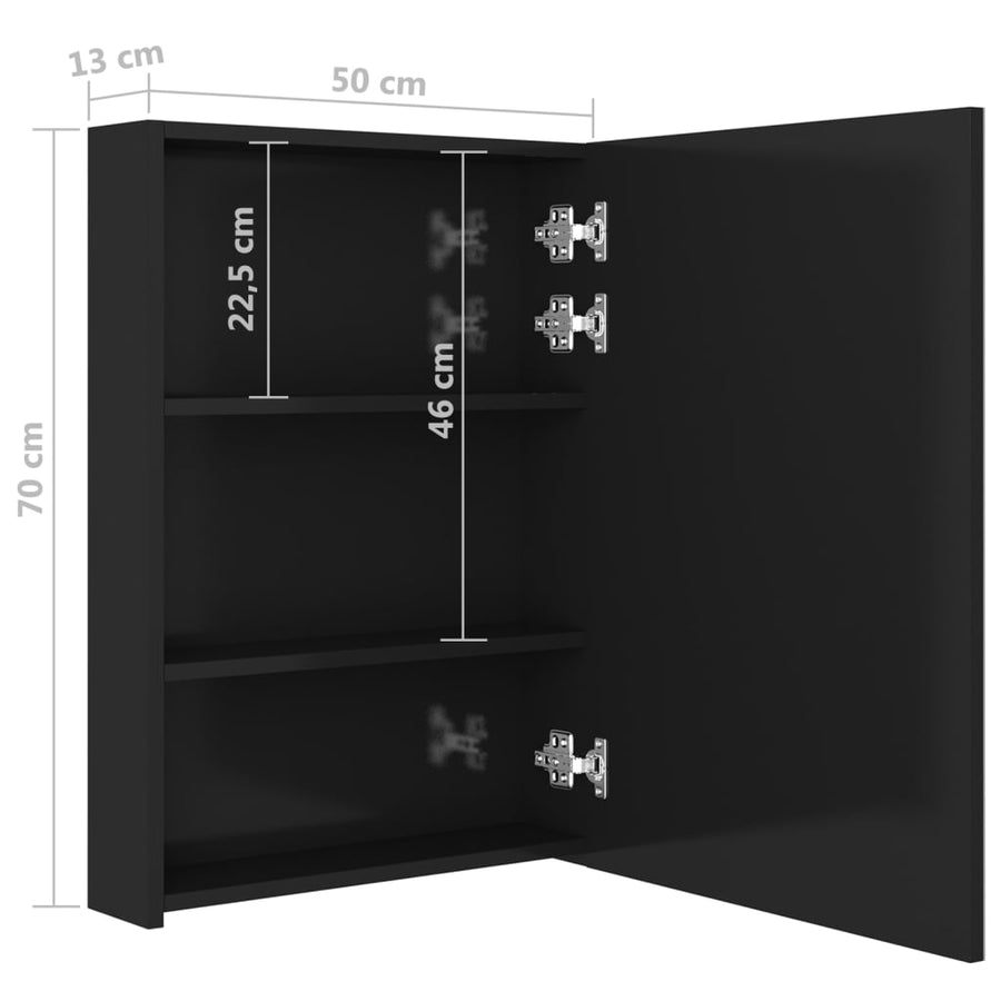 Badkamerkast Met Spiegel En Led 50 x 13 x 70 cm Glanzend zwart