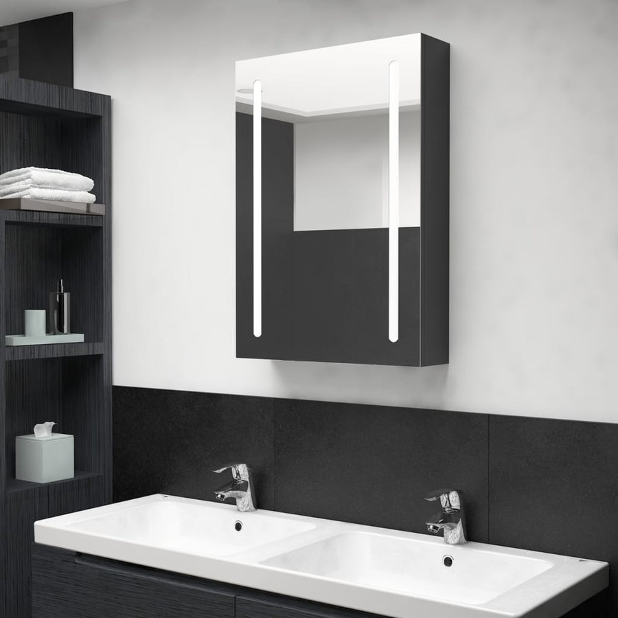 Badkamerkast Met Spiegel En Led 50 x 13 x 70 cm Glanzend zwart