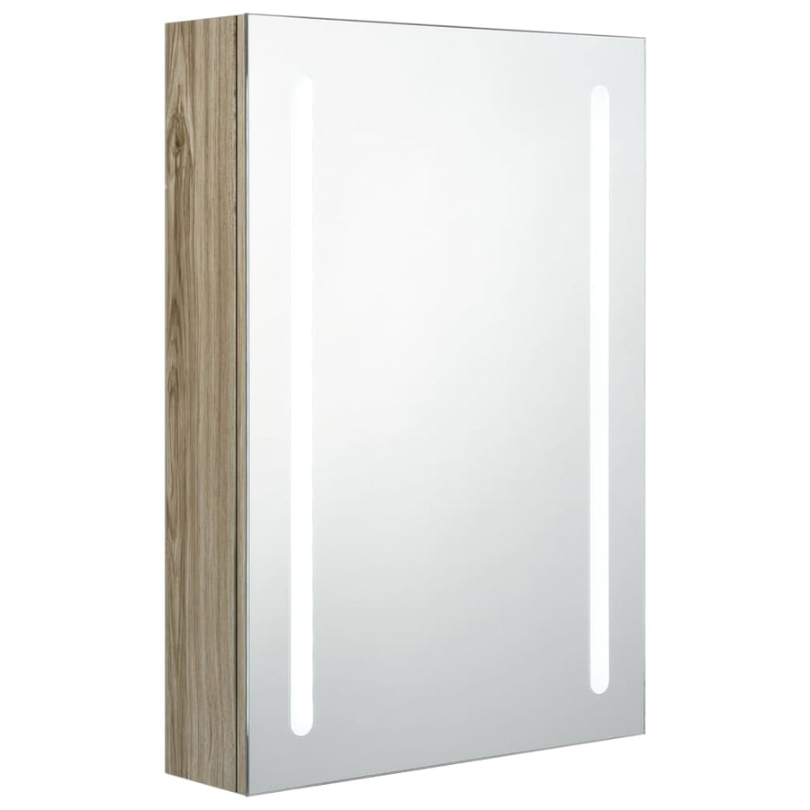 Badkamerkast Met Spiegel En Led Kleurig 50 x 13 x 70 cm Eiken