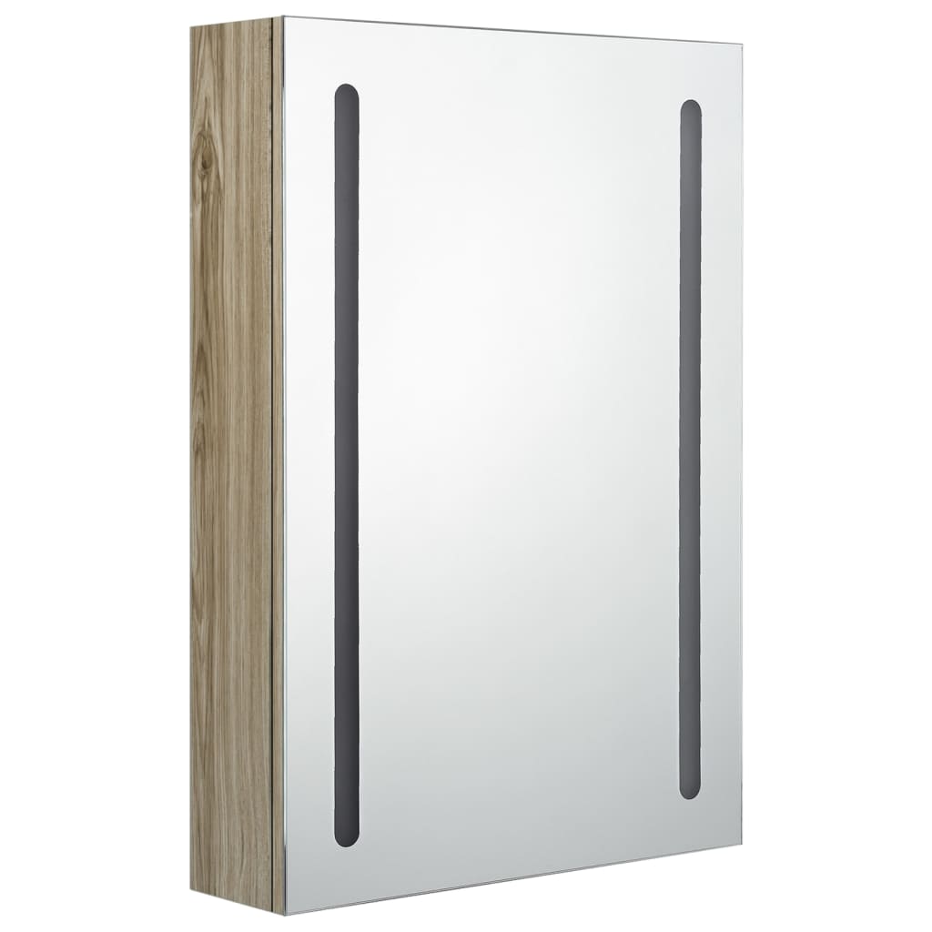 Badkamerkast Met Spiegel En Led Kleurig 50 x 13 x 70 cm Eiken