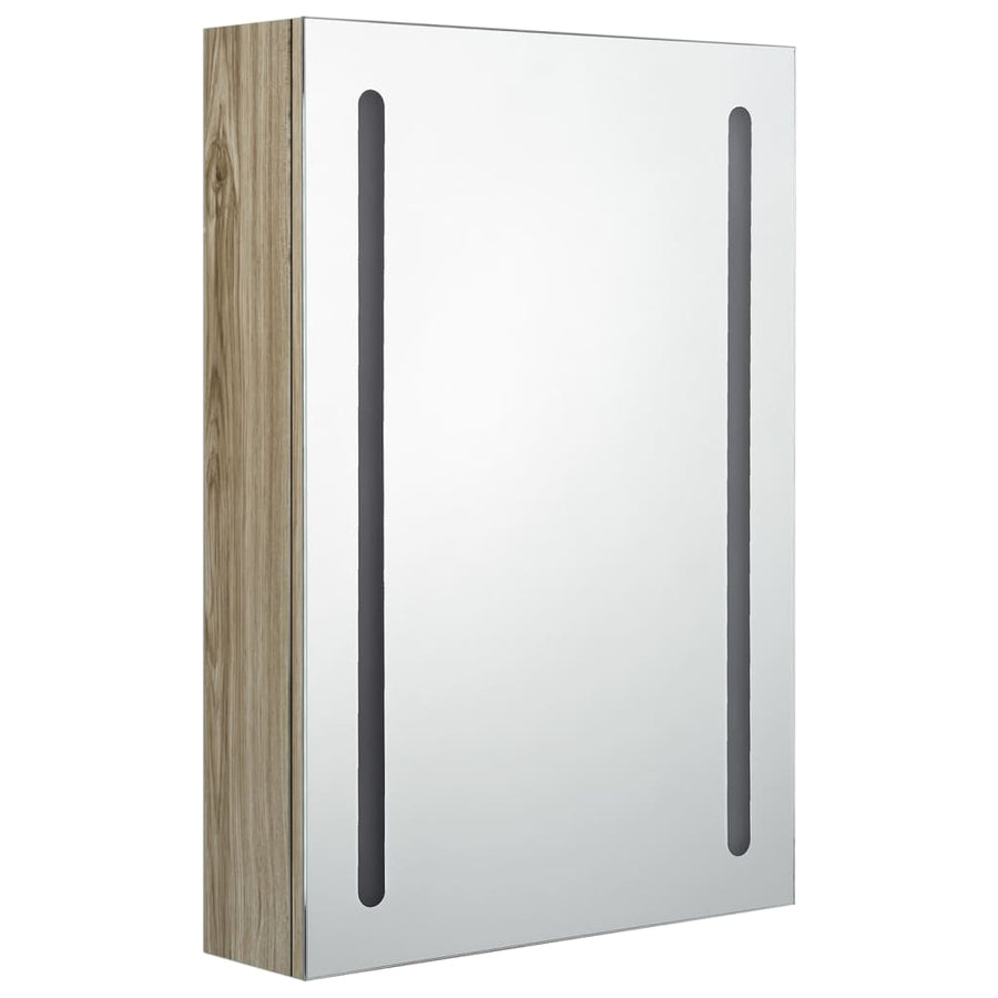 Badkamerkast Met Spiegel En Led Kleurig 50 x 13 x 70 cm Eiken