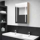 Bathroom cabinet with mirror and LED 50x13x70 cm oak-colored