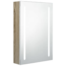Badkamerkast Met Spiegel En Led Kleurig 50 x 13 x 70 cm Wit en eiken