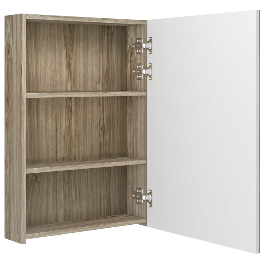 Badkamerkast Met Spiegel En Led Kleurig 50 x 13 x 70 cm Wit en eiken