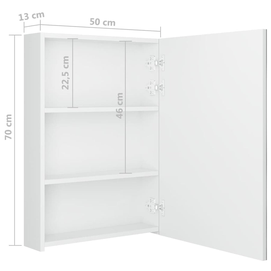 Badkamerkast Met Spiegel En Led 50 x 13 x 70 cm Glanzend wit
