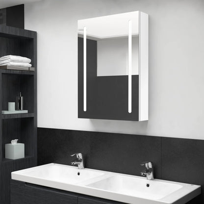 Badkamerkast Met Spiegel En Led 50 x 13 x 70 cm Glanzend wit