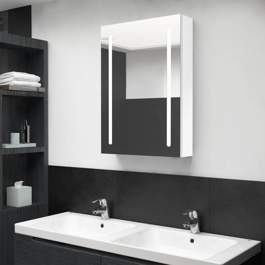 Badkamerkast Met Spiegel En Led 50 x 13 x 70 cm Glanzend wit